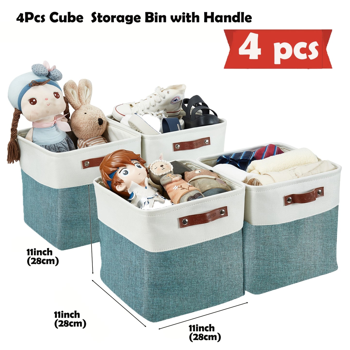 4 Packs | Cube Storage Bin – Organize in Style!